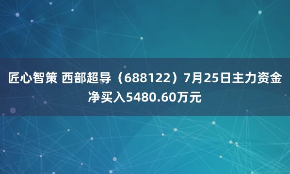匠心智策 西部超导（688122）7月25日主力资金净买入5480.60万元