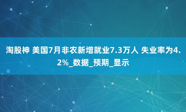 淘股神 美国7月非农新增就业7.3万人 失业率为4.2%_数据_预期_显示